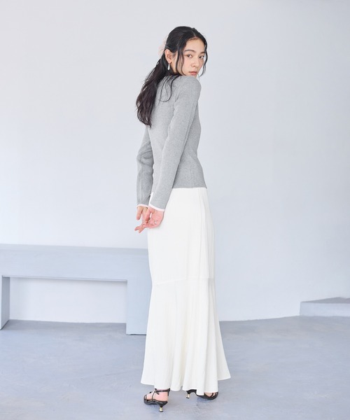 VIS（ビス）の「バイカラークルーネックカーディガン（カーディガン/ボレロ・レディース・グレー系その他/ホワイト系その他/ブルー系その他・FREE）」の14枚目の写真