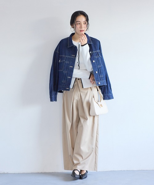 VIS（ビス）の「バイカラークルーネックカーディガン（カーディガン/ボレロ・レディース・グレー系その他/ホワイト系その他/ブルー系その他・FREE）」の19枚目の写真