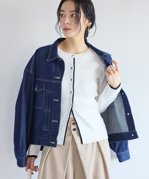 VIS（ビス）の「バイカラークルーネックカーディガン（カーディガン/ボレロ・レディース・グレー系その他/ホワイト系その他/ブルー系その他・FREE）」の18枚目の写真