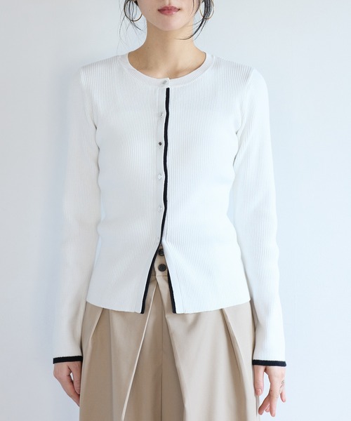 VIS（ビス）の「バイカラークルーネックカーディガン（カーディガン/ボレロ・レディース・グレー系その他/ホワイト系その他/ブルー系その他・FREE）」の20枚目の写真