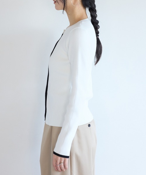 VIS（ビス）の「バイカラークルーネックカーディガン（カーディガン/ボレロ・レディース・グレー系その他/ホワイト系その他/ブルー系その他・FREE）」の21枚目の写真