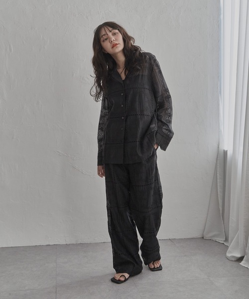 notch.(ノッチ)の「パッチワーク風刺繍パンツ(その他パンツ・レディース・オフホワイト/ブラック/その他1/ブラウン・M)」の16枚目の写真