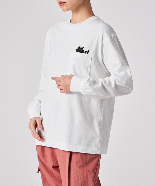 ウィメンズ キャット プリント 長袖Tシャツ / 165402 J383（Tシャツ