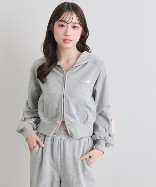WEB限定】袖レースアップジップパーカー（パーカー）｜OLIVE des OLIVE