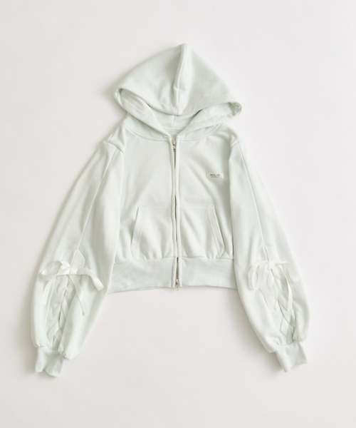 OLIVE des OLIVE（オリーブデオリーブ）の「袖レースアップジップパーカー（パーカー・レディース・トップグレー/ピンク/ミント・FREE）」の15枚目の写真