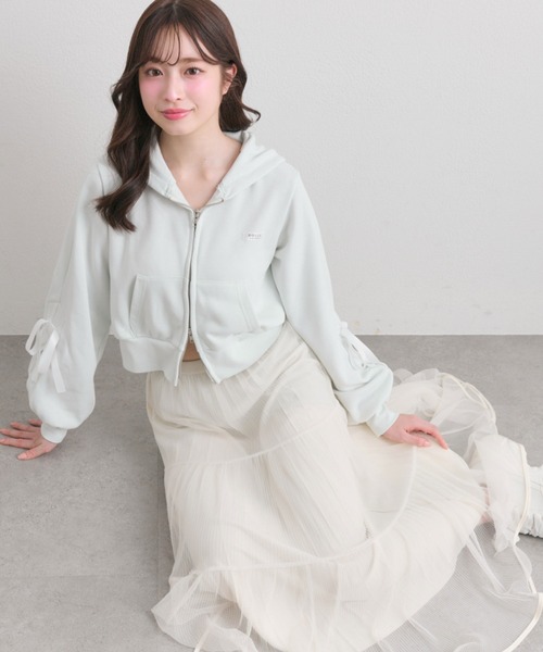 OLIVE des OLIVE（オリーブデオリーブ）の「袖レースアップジップパーカー（パーカー・レディース・トップグレー/ピンク/ミント・FREE）」の12枚目の写真