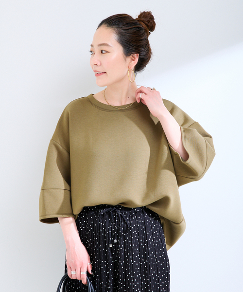 B.C STOCK(ベーセーストック)の「《追加4》手洗い可 / ダンボールハーフスリーブプルオーバー(Tシャツ/カットソー・レディース・ブラウン/ホワイト/カーキ/チャコールグレー/ネイビー/スミクロ/イエロー・FREE)」の17枚目の写真