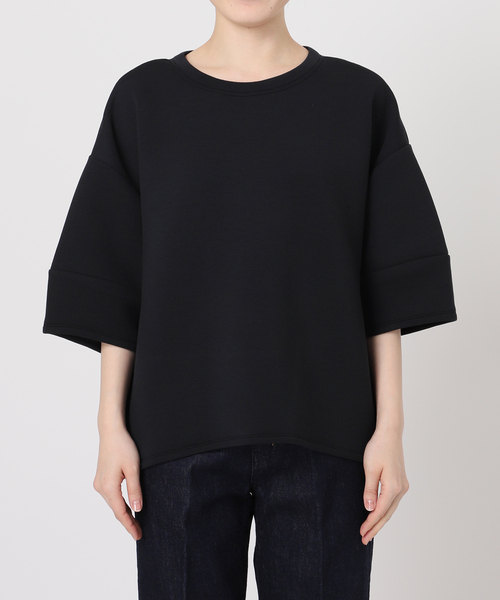 B.C STOCK（ベーセーストック）の「《追加4》手洗い可 / ダンボールハーフスリーブプルオーバー（Tシャツ/カットソー・レディース・ブラウン/ホワイト/カーキ/チャコールグレー/ネイビー/スミクロ/イエロー・FREE）」の12枚目の写真