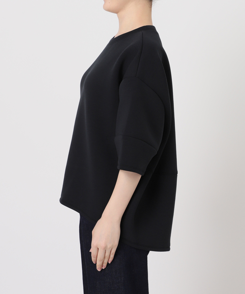 B.C STOCK（ベーセーストック）の「《追加4》手洗い可 / ダンボールハーフスリーブプルオーバー（Tシャツ/カットソー・レディース・ブラウン/ホワイト/カーキ/チャコールグレー/ネイビー/スミクロ/イエロー・FREE）」の13枚目の写真