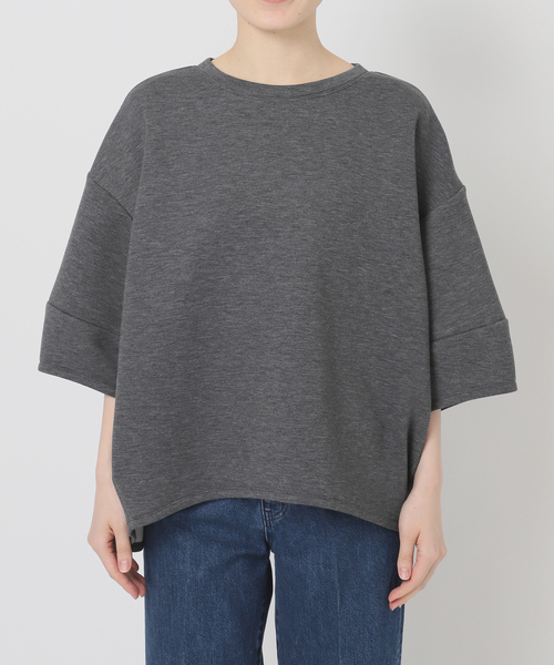 B.C STOCK（ベーセーストック）の「《追加4》手洗い可 / ダンボールハーフスリーブプルオーバー（Tシャツ/カットソー・レディース・ブラウン/ホワイト/カーキ/チャコールグレー/ネイビー/スミクロ/イエロー・FREE）」の18枚目の写真