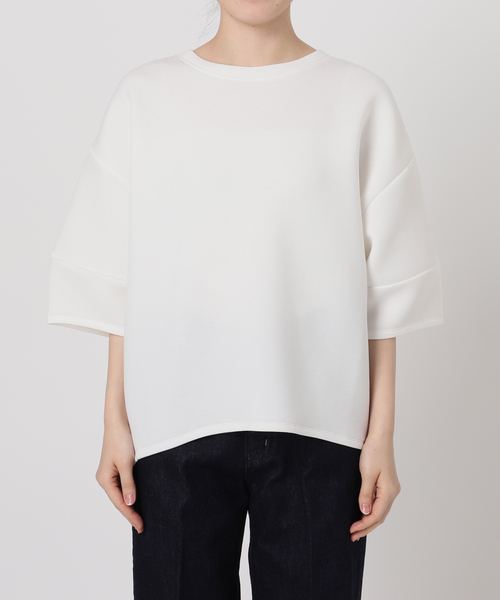 B.C STOCK（ベーセーストック）の「《追加4》手洗い可 / ダンボールハーフスリーブプルオーバー（Tシャツ/カットソー・レディース・ブラウン/ホワイト/カーキ/チャコールグレー/ネイビー/スミクロ/イエロー・FREE）」の22枚目の写真