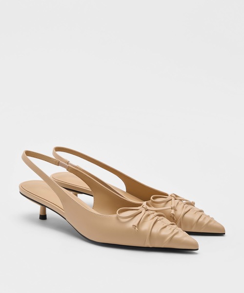 charles&keith ルーシュド ボウスリングバックキトゥンヒール ルーシュド ボウスリングバックキトゥンヒール（パンプス）｜CHARLES