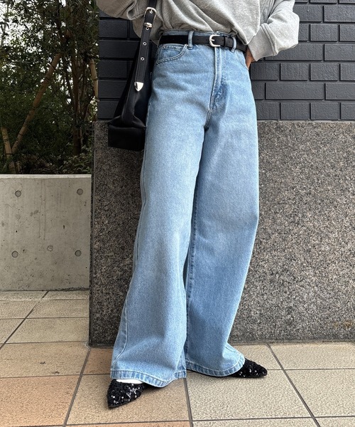 ISOOK（アイスー）の「【ISOOK / アイスー】ポケットレースストレートデニム / デニムパンツ デザインデニム ヴィンテージ風 古着風 色褪せ加工 ストレート フルレングス ウエストゴム ブルー ライトブルー ZOZOTOWN限定（デニムパンツ・レディース・ブルー/ライトブルー・FREE）」の19枚目の写真