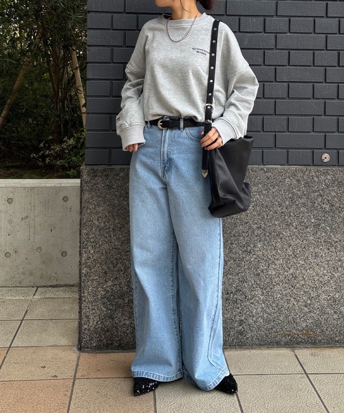 ISOOK（アイスー）の「【ISOOK / アイスー】ポケットレースストレートデニム / デニムパンツ デザインデニム ヴィンテージ風 古着風 色褪せ加工 ストレート フルレングス ウエストゴム ブルー ライトブルー ZOZOTOWN限定（デニムパンツ・レディース・ブルー/ライトブルー・FREE）」の20枚目の写真