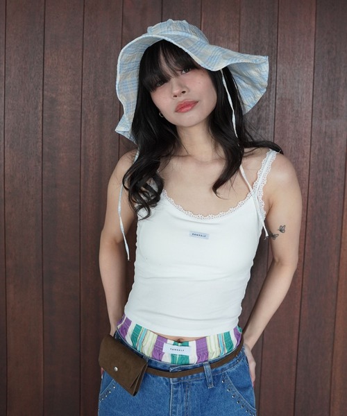 SANSeLF(サンセルフ)の「【SANSeLF】カップ付きレーストリムリブキャミソール saw26s023(キャミソール・レディース・グレー/ブラック/ホワイト・FREE)」の12枚目の写真