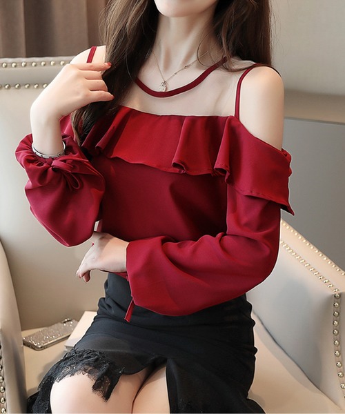 AMAJI(アマジ)の「オープンショルダーシアープルオーバー(その他トップス・レディース・ブラック/レッド・LARGE/MEDIUM/SMALL/X-LARGE)」の8枚目の写真
