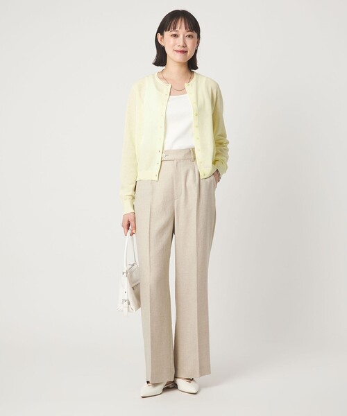 green label relaxing(グリーンレーベルリラクシング)の「ハニカム クロップド ニット カーディガン(カーディガン/ボレロ・レディース・ライトブルー/ダークブラウン/ライトグレー/イエロー・FREE)」の7枚目の写真