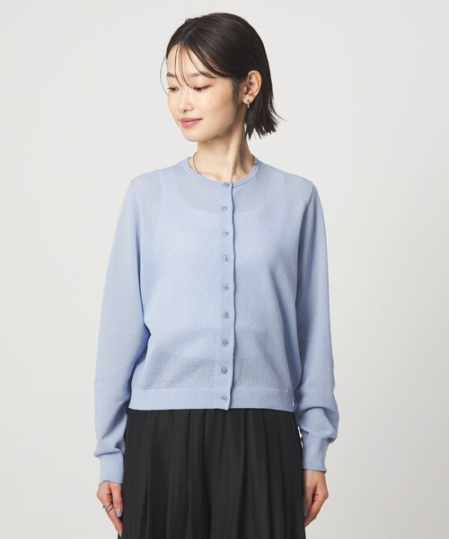 green label relaxing(グリーンレーベルリラクシング)の「ハニカム クロップド ニット カーディガン(カーディガン/ボレロ・レディース・ライトブルー/ダークブラウン/ライトグレー/イエロー・FREE)」の12枚目の写真