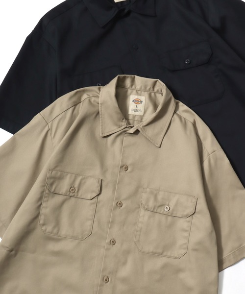 Dickies（ディッキーズ）の「Dickies/ディッキーズ 1574 SS Work Shirt/オーバーサイズ TCツイル 無地 ワークシャツ/半袖シャツ/レディース メンズ（シャツ/ブラウス・メンズ・ブラック/ベージュ/チャコールグレー/ネイビー・M/L/XL）」の3枚目の写真