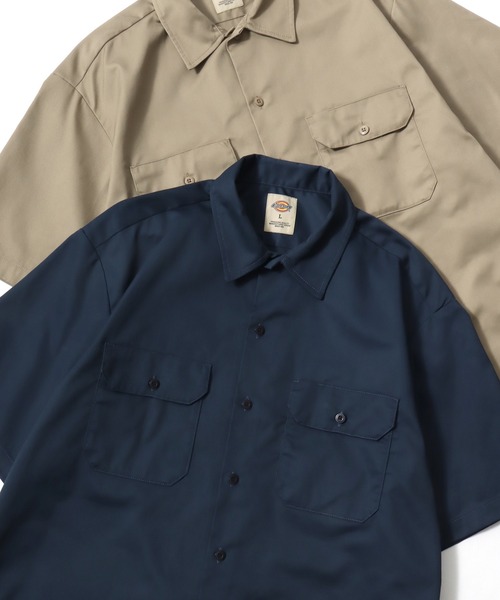 Dickies（ディッキーズ）の「Dickies/ディッキーズ 1574 SS Work Shirt/オーバーサイズ TCツイル 無地 ワークシャツ/半袖シャツ/レディース メンズ（シャツ/ブラウス・メンズ・ブラック/ベージュ/チャコールグレー/ネイビー・M/L/XL）」の4枚目の写真