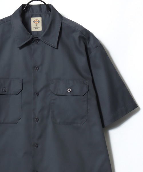 Dickies（ディッキーズ）の「Dickies/ディッキーズ 1574 SS Work Shirt/オーバーサイズ TCツイル 無地 ワークシャツ/半袖シャツ/レディース メンズ（シャツ/ブラウス・メンズ・ブラック/ベージュ/チャコールグレー/ネイビー・M/L/XL）」の6枚目の写真