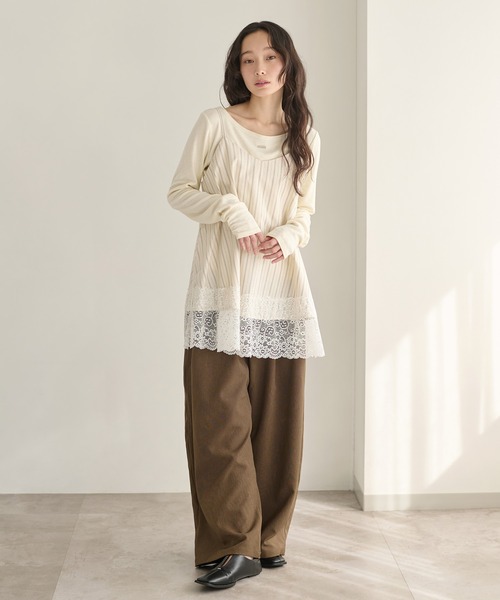 apres jour clair（アプレジュールクレア）の「【apres jour clair】アソートレースレースキャミチュニック（チュニック・レディース・オフホワイト/アイボリー/ブラック・X-LARGE/フリー）」の7枚目の写真