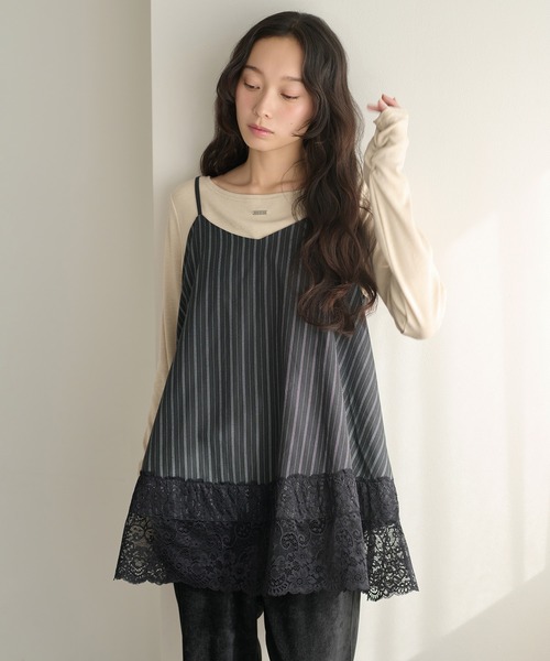 apres jour clair（アプレジュールクレア）の「【apres jour clair】アソートレースレースキャミチュニック（チュニック・レディース・オフホワイト/アイボリー/ブラック・X-LARGE/フリー）」の12枚目の写真