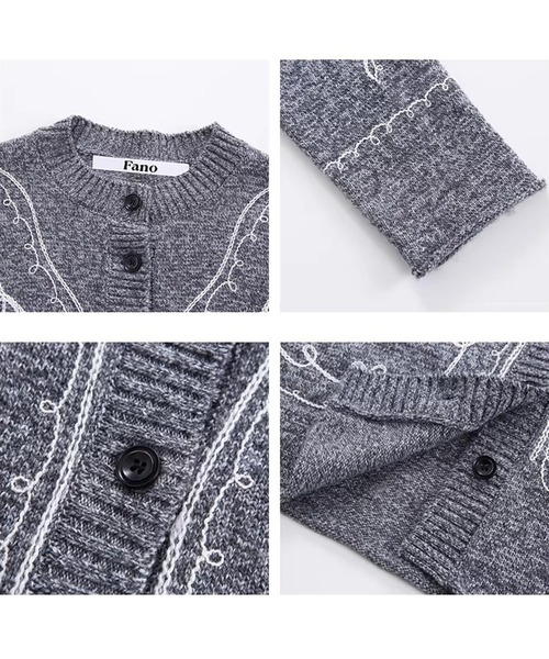 Fano Studios（ファノ ストゥディオズ）の「フラワーリボン刺繍 杢調グレー ニットカーディガン FC26S120【Fano Studios】【2026SS】（カーディガン/ボレロ・レディース・グレー・L/M/S）」の13枚目の写真