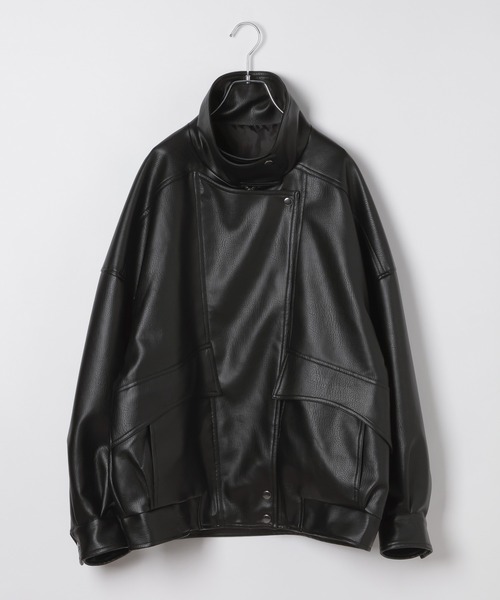 Heather(ヘザー)の「フェイクレザーBIGライダースブルゾン 656557(ブルゾン・レディース・アイボリー/ブラウン/ブラック・FREE)」の3枚目の写真