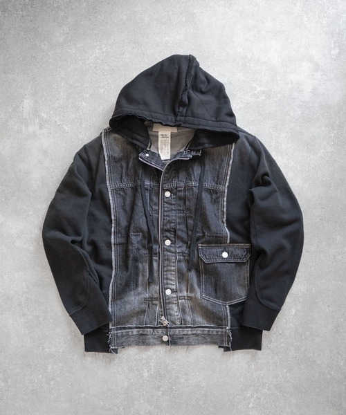 Iroquois（イロコイ）の「DENIM JKT×SWEATSHIRT HOODIE（パーカー・メンズ・ホワイト系その他/グレー/グレー×サックスブルー/ブラック×ブラック・4/2/5/3）」の2枚目の写真