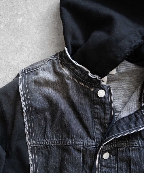 Iroquois（イロコイ）の「DENIM JKT×SWEATSHIRT HOODIE（パーカー・メンズ・ホワイト系その他/グレー/グレー×サックスブルー/ブラック×ブラック・4/2/5/3）」の16枚目の写真