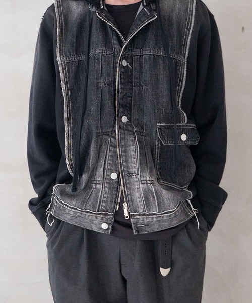 Iroquois（イロコイ）の「DENIM JKT×SWEATSHIRT HOODIE（パーカー・メンズ・ホワイト系その他/グレー/グレー×サックスブルー/ブラック×ブラック・4/2/5/3）」の13枚目の写真