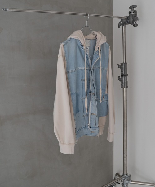 Iroquois（イロコイ）の「DENIM JKT×SWEATSHIRT HOODIE（パーカー・メンズ・ホワイト系その他/グレー/グレー×サックスブルー/ブラック×ブラック・4/2/5/3）」の6枚目の写真