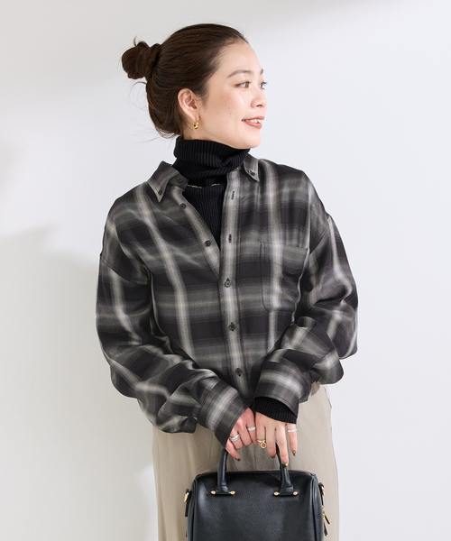 B.C STOCK(ベーセーストック)の「《追加》手洗い可 / NEWフェザーチェックナーディーBDシャツ2(シャツ/ブラウス・レディース・ブラック・FREE)」の14枚目の写真