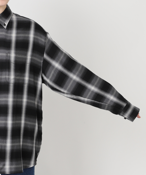 B.C STOCK(ベーセーストック)の「《追加》手洗い可 / NEWフェザーチェックナーディーBDシャツ2(シャツ/ブラウス・レディース・ブラック・FREE)」の4枚目の写真