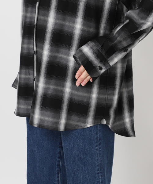 B.C STOCK(ベーセーストック)の「《追加》手洗い可 / NEWフェザーチェックナーディーBDシャツ2(シャツ/ブラウス・レディース・ブラック・FREE)」の5枚目の写真