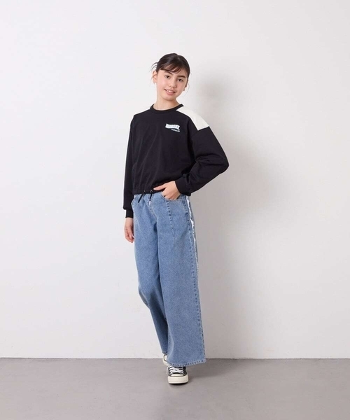 a.v.v（アーヴェヴェ）の「[120-160]フリンジケミカルワイドデニム（その他パンツ・キッズ・ブルー/チャコールグレー・120/140/130/150/160）」の5枚目の写真