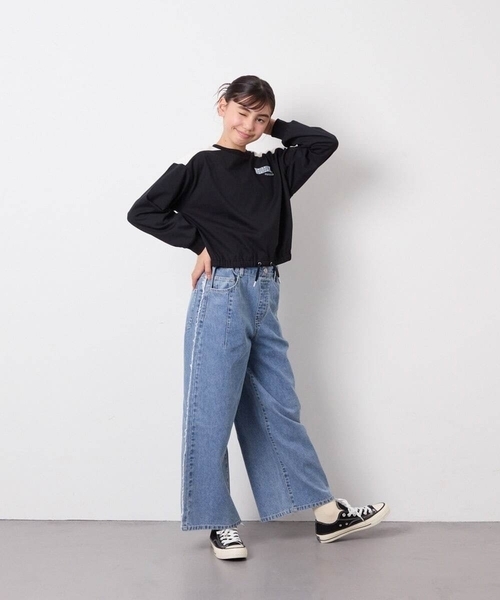 a.v.v（アーヴェヴェ）の「[120-160]フリンジケミカルワイドデニム（その他パンツ・キッズ・ブルー/チャコールグレー・120/140/130/150/160）」の7枚目の写真