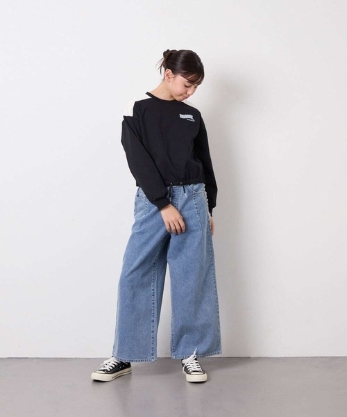 a.v.v（アーヴェヴェ）の「[120-160]フリンジケミカルワイドデニム（その他パンツ・キッズ・ブルー/チャコールグレー・120/140/130/150/160）」の8枚目の写真