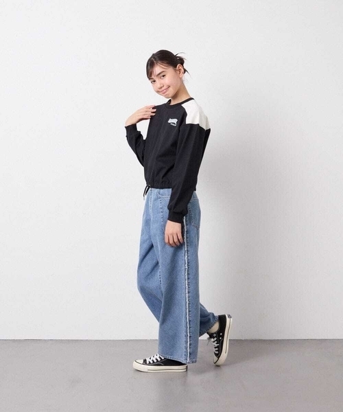 a.v.v（アーヴェヴェ）の「[120-160]フリンジケミカルワイドデニム（その他パンツ・キッズ・ブルー/チャコールグレー・120/140/130/150/160）」の9枚目の写真