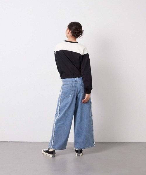 a.v.v（アーヴェヴェ）の「[120-160]フリンジケミカルワイドデニム（その他パンツ・キッズ・ブルー/チャコールグレー・120/140/130/150/160）」の10枚目の写真