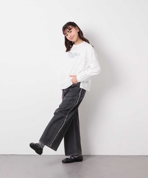 a.v.v（アーヴェヴェ）の「[120-160]フリンジケミカルワイドデニム（その他パンツ・キッズ・ブルー/チャコールグレー・120/140/130/150/160）」の18枚目の写真