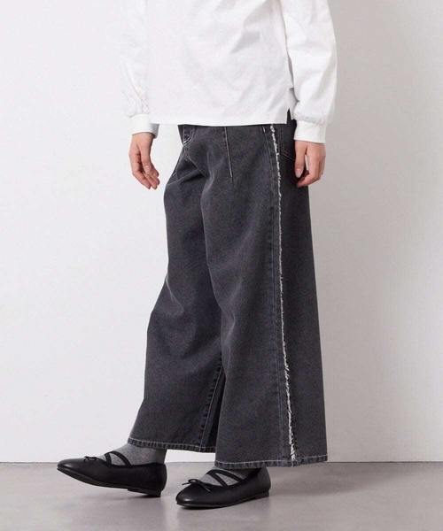 a.v.v（アーヴェヴェ）の「[120-160]フリンジケミカルワイドデニム（その他パンツ・キッズ・ブルー/チャコールグレー・120/140/130/150/160）」の2枚目の写真