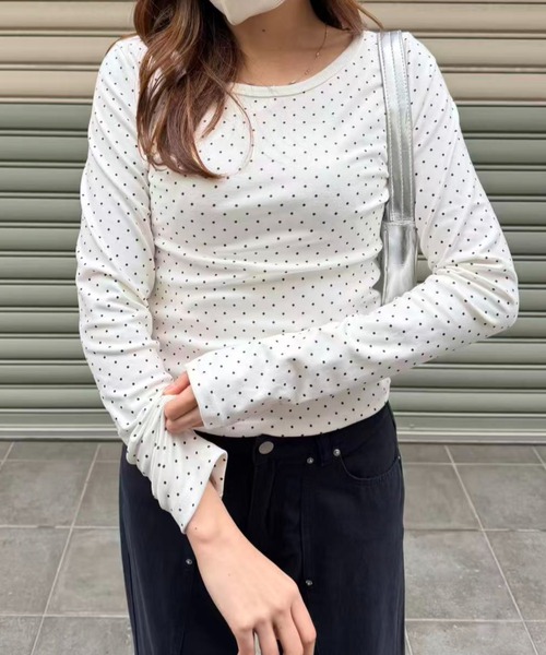 mebole（メボレ）の「ラウンドネックドットTシャツ（Tシャツ/カットソー・レディース・ホワイト・FREE）」の6枚目の写真