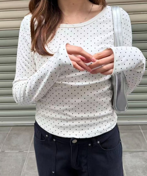 mebole（メボレ）の「ラウンドネックドットTシャツ（Tシャツ/カットソー・レディース・ホワイト・FREE）」の7枚目の写真