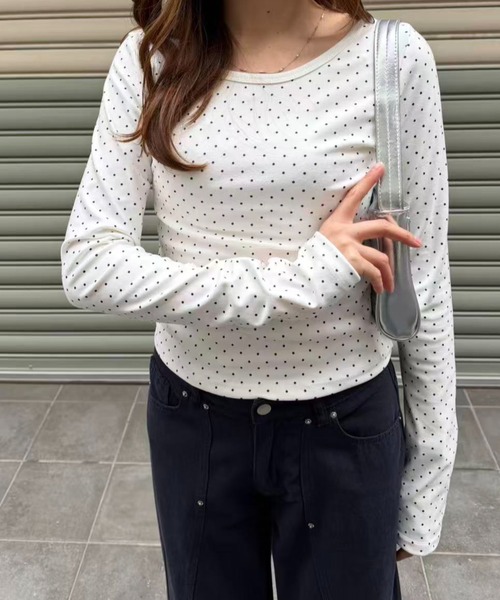 mebole（メボレ）の「ラウンドネックドットTシャツ（Tシャツ/カットソー・レディース・ホワイト・FREE）」の9枚目の写真