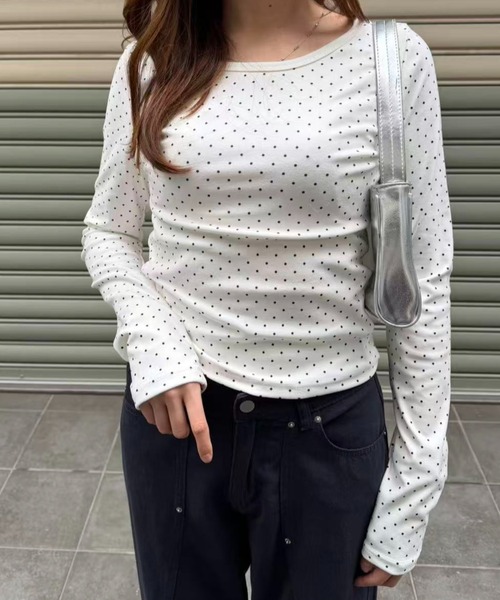 mebole（メボレ）の「ラウンドネックドットTシャツ（Tシャツ/カットソー・レディース・ホワイト・FREE）」の10枚目の写真