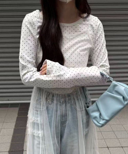 mebole（メボレ）の「ラウンドネックドットTシャツ（Tシャツ/カットソー・レディース・ホワイト・FREE）」の16枚目の写真