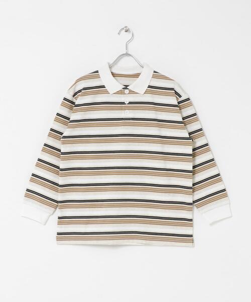 URBAN RESEARCH DOORS（アーバンリサーチドアーズ）の「『150サイズ』マルチボーダーラガーシャツ(KIDS)（Tシャツ/カットソー・キッズ・ホワイト系その他/グレー系その他・150）」の2枚目の写真