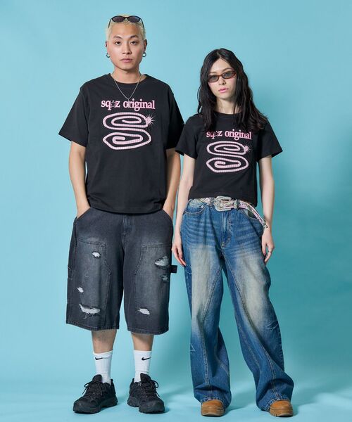SEQUENZ(シークエンズ)の「※WEB限定 / パッチワーク / ぐるぐるワッペン半袖Tシャツ / sqnz guru-guru patchwork tee(Tシャツ/カットソー・メンズ・ネイビー/ライトピンク/ブラック/レッド/ホワイト・MEDIUM/SMALL/X-SMALL/LARGE)」の7枚目の写真